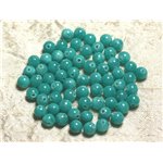 Fil 39cm 65pc env - Perles de Pierre - Jade Boules 6mm Bleu Turquoise 