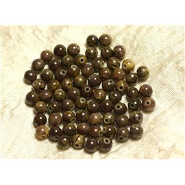 Thread 39cm 65pc approx - Stone Beads - Jade Balls 6mm Brown Plum Yellow 