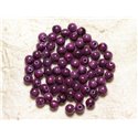 Fil 39cm 65pc env - Perles de Pierre - Jade Boules 6mm Violet Rose Fuchsia 