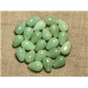 Fil 39cm 32pc env - Perles de Pierre - Aventurine Verte Gouttes 12x8mm 