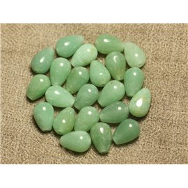 Thread 39cm 32pc approx - Stone Beads - Green Aventurine Drops 12x8mm 