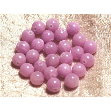 Fil 39cm 39pc env - Perles de Pierre - Jade Boules 10mm Rose Mauve 