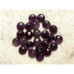 Fil 39cm 37pc env - Perles de Pierre - Améthyste Palets 10mm 