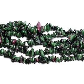 Filo 89 cm 280 pz circa - Perline di pietra - Chips Ruby Zoisite Rocailles 5-10 mm 