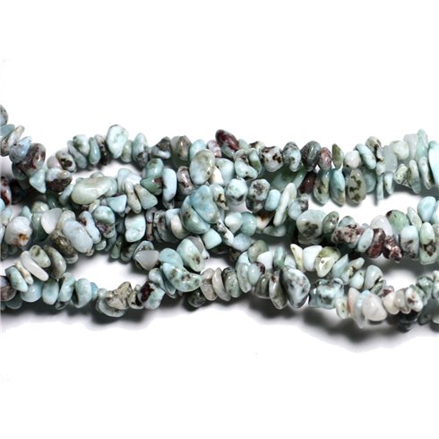 Fil 89cm 340pc env - Perles de Pierre - Larimar Rocailles Chips 5-10mm 