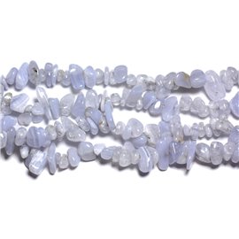 Faden 89cm ca. 280pc - Steinperlen - Blue Chalcedony Seed Beads Chips 5-10mm 