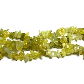 Fil 89cm 280pc env - Perles de Pierre - Jade Olive Rocailles Chips 5-10mm 