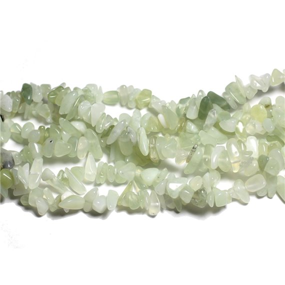 Fil 89cm 240pc env - Perles de Pierre - Jade Vert clair Rocailles Chips 5-10mm 