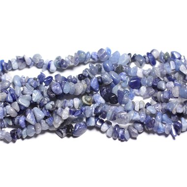 Fil 89cm 240pc env - Perles de Pierre - Aventurine Bleue Rocailles Chips 5-10mm 