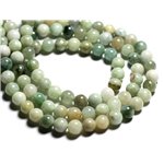 Fil 39cm 50pc env - Perles de Pierre - Jade naturel Birmanie Boules 8mm 