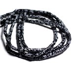 Fil 39cm 145pc env - Perles de Pierre - Obsidienne Flocon Mouchetée Rondelles Heishi 4x2mm