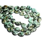 Fil 39cm 29pc env - Perles de Pierre - Turquoise Afrique Gouttes 14x10mm 