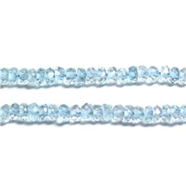 Fil 34cm 170pc environ - Perles Pierre Topaze Sky Rondelles Facettées 3-4mm bleu ciel clair turquoise