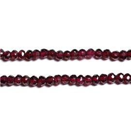 Fil 33cm 115pc env - Perles Pierre - Grenat Rhodolite Rondelles Facettées 3-4mm rouge rose framboise bordeaux