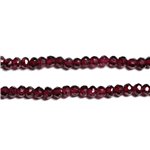 Fil 33cm 115pc env - Perles Pierre - Grenat Rhodolite Rondelles Facettées 3-4mm rouge rose framboise bordeaux