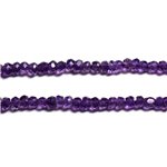 Fil 32cm 115pc env - Perles Pierre - Améthyste Rondelles Facettées 2-3mm Violet