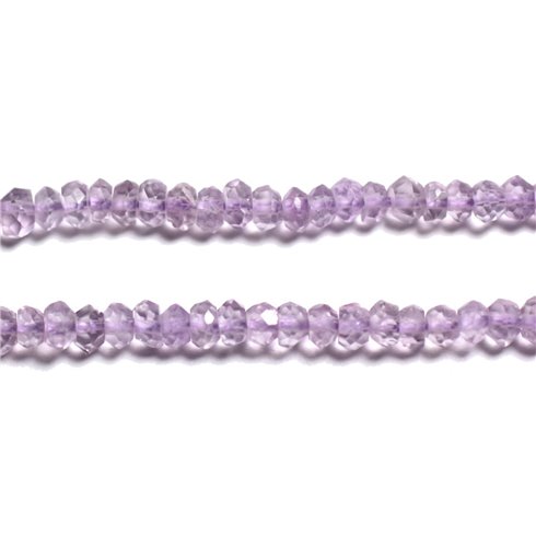 Fil 33cm 160pc env - Perles Pierre - Améthyste claire Brésil Rondelles Facettées 2-3mm Violet Lavande Mauve Parme