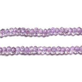 Thread 160pc approx - Stone Beads - Light Amethyst Brazil Faceted Rondelles 3x2mm - 4558550090676 