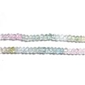 Fil 33cm 145pc env - Perles Pierre - Aigue Marine Kunzite Béryl Rondelles Facettées 2-4mm bleu vert rose clair pastel