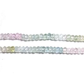 Filo 145pc circa - Perline di pietra - Rondelle sfaccettate in berillo con Kunzite acquamarina 3x2mm - 4558550090652 