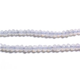 Wire approx 180pc - Stone Beads - Blue Chalcedony Faceted Rondelles 3x2mm - 4558550090706 