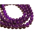 Fil 39cm 37pc env - Perles de Pierre - Jade Boules 10mm Violet 