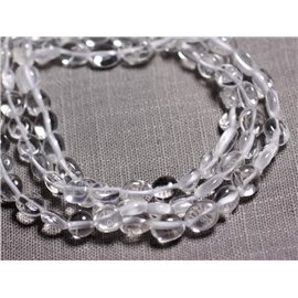 Thread 39cm 44pc approx - Stone Beads - Rock Crystal Quartz Olive Nuggets 7-10mm 