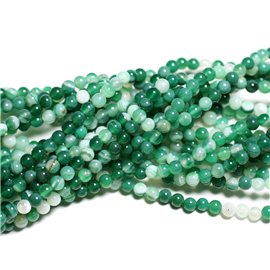 Thread 39cm 92pc approx - Stone Beads - Green Agate Balls 4mm 