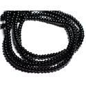 Fil 39cm 100pc env - Perles de Pierre - Onyx noir Rondelles 6x4mm 