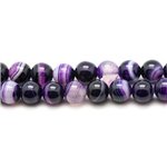 Fil 39cm 63pc env - Perles de Pierre - Agate Violette Boules 6mm 