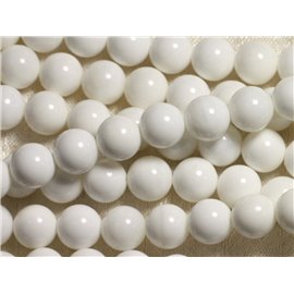 Draad 39cm - Ondoorzichtige witte parelmoer parels 12mm bolletjes 