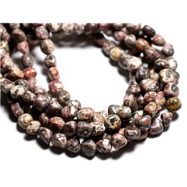 Thread 39cm - Stone Beads - Red Leopard Jasper Nuggets 8-10mm 