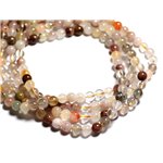 Fil 39cm - Perles de Pierre - Quartz multicolore et rutile Boules 6mm 