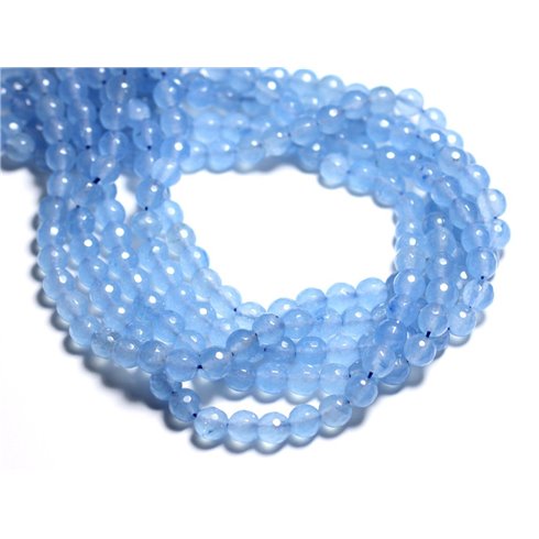 1 Fil 39cm Perles de Pierre - Jade Boules Facettées 8mm Bleu clair 