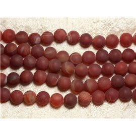 Thread 39cm 36pc approx - Stone Beads - Frosted Matte Red Agate 10mm Balls 