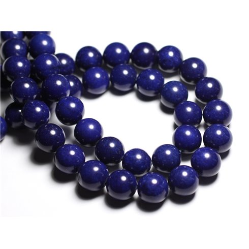 Fil 39cm 28pc env - Perles de Pierre - Jade Boules 14mm Bleu Nuit 