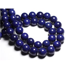 Thread 39cm approx 28pc - Stone Beads - Jade Balls 14mm Night Blue 