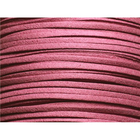 1 Bobine 90 mètres - Cordon Lanière Suédine 3x1.5mm Violet Rose 