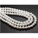 1 Fil 39cm Perles de Pierre - Jade Boules Facettées 8mm Blanc Opaque 