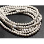 Fil 39cm 65pc env - Perles de Pierre - Jade Boules 6mm Blanc à Pois noirs 