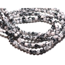 Thread 39cm 65pc approx - Stone Beads - Jade Balls 6mm White Gray Black Pink 