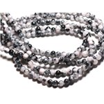 Fil 39cm 65pc env - Perles de Pierre - Jade Boules 6mm Blanc Gris Noir Rose 