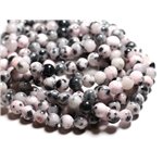 1 Fil 39cm Perles de Pierre - Jade Boules 8mm Blanc Gris Noir Rose 