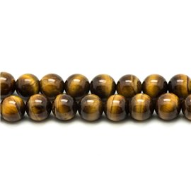 1 Draht 39cm Steinperlen - Tiger Eye Balls 12mm 