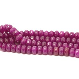 Cuentas de piedra de 1 hebra de 39 cm - Rondelles facetados de jade 8x5 mm Rosa fucsia magenta 