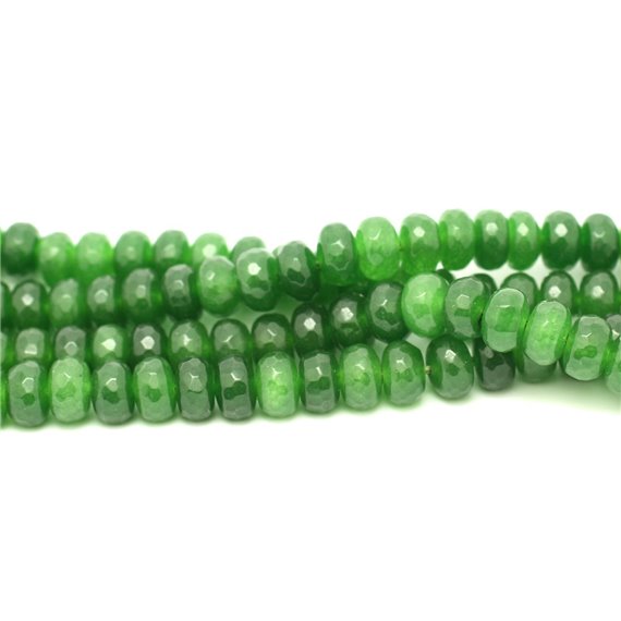 1 Fil 39cm Perles de Pierre - Jade Rondelles Facettées 8x5mm Vert 