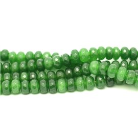 1 hebra de cuentas de piedra de 39 cm - Rondelles facetados de jade 8x5 mm verde 