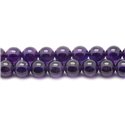 Fil 39cm 63pc env - Perles de Pierre - Améthyste Boules 6mm 