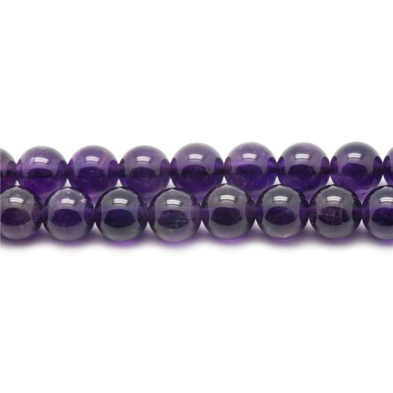 Fil 39cm 63pc env - Perles de Pierre - Améthyste Boules 6mm 