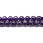 Fil 39cm 63pc env - Perles de Pierre - Améthyste Boules 6mm 